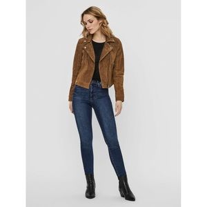 Vero Moda Royce Salon Short Suede Moto Jacket